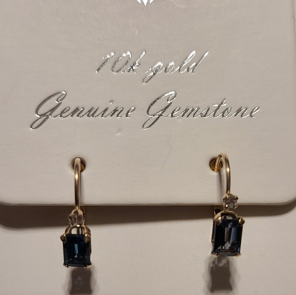 FINE JEWELRY BEAUTIFUL!! GENUINE BLUE TOPAZ 10K GOLD EARRINGS - Picture 4 of 6